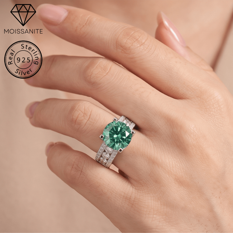 Men's Elegant Turquoise Moissanite Bull Head Ring